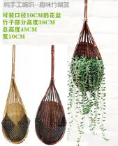 Hanging Wall bamboo rattan bamboo basket bamboo basket hanging wall basket Dendrobium air pineapple hanging flower pot Thai handmade bamboo rattan weaving