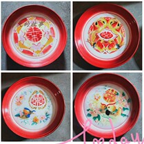 Nostalgic old stock 80-90 s enamel tea Panlong door Mandarin duck happy characters have dropped porcelain