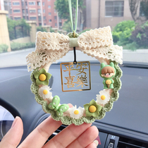 Online red car rear-view mirror hanging decoration Ping An Happy Series Bae-safe hanging decoration decorations in car Hanging Accessories Knit Women