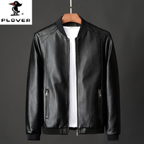 Woodpecker mens leather jacket jacket spring and autumn 2021 New Korean trend plus size soft leather clothes