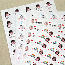 Children baby Korea custom personalized name stickers big head name stickers transparent kindergarten photos waterproof