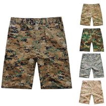 Mens European and American loose plus size camouflage tooling shorts Five-point pants multi-pocket beach breeches mid-pants