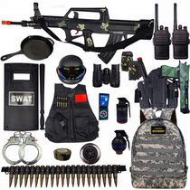Childrens police sound and light toy gun set Boy Special Police electric charge machine gun eating chicken equipment props grab