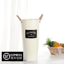 (Gessang flower)Vase flower bucket Wake flower bucket iron bucket dry flower bucket florist household flower arrangement bucket watertight dual-use