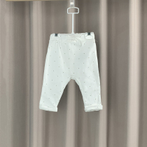 Original single 0-2 year old female treasure spring autumn winter thin suede pants pure cotton large PP trousers flip side casual leather fascia belt long pants