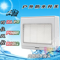 Waterproof four-position dual control switch rainproof bathroom garden outdoor bright and dark indoor waterproof box splash-proof box IP55