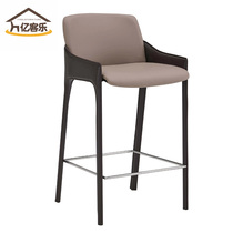 Nordic saddle leather bar chair bar chair hotel reception high chair modern light luxury home bar chair