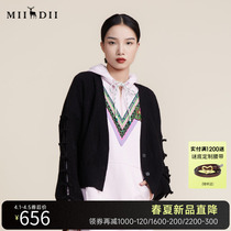 MIIDII riddle 2022 spring new minimalist drop shoulder soft short knit cardiovert jacket woman 221MZ0360