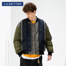 Lilbetter short down jacket mens heterogeneous stitching combination decorative jacket Baseball suit profile Dad jacket