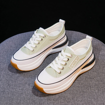 Korea thick-soled muffin white shoes women 2021 Autumn New breathable canvas shoes Joker leisure sports shoes