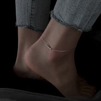 925 sterling silver bead anklet female ins cold wind niche design advanced sense 2021 New Tide Net Red Foot chain