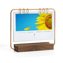 Wooden stand iron calendar custom 2022 diy creative homemade metal wooden calendar photo making