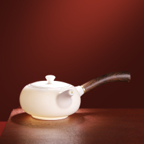 Sheep Jade side pot Dehui white porcelain ceramic teapot single pot hand-made tea kung fu tea set household single trumpet