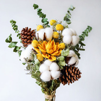 Mingcan dried flower bouquet decoration ornaments cotton Nordic flower literary Pine Cone Wall living room Vase decoration