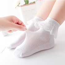 Little white socks childrens socks lace princess lace socks breathable mesh thin cotton Latin dance competition White dance socks