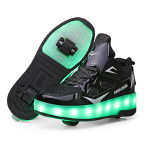 Childrens Ramped Shoes Boy Two Wheel Skarts with Lights Slippers Girls Shift Shoes Student Wheel Shoes