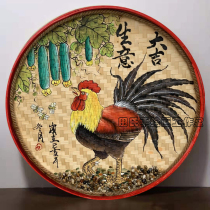 Hand painting bamboo dustpan decorative painting retro nostalgic wall ornaments home stay restaurant farm hotel wall pendant