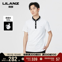 Lilanz official POLO shirt mens short-sleeved mulberry silk slim casual lapel stripes 2021 summer mens clothing