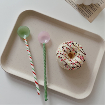 Creative colored candy heat-resistant glass spoon long-handled mixing spoon coffee spoon gift box