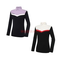 Korea W ANGLE golf suit top 21 autumn womens lapel collar color pullover warm sweater