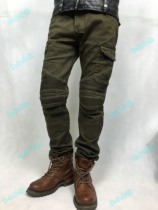 New military green motorcycle locomotive racing riding pants high stretch jeans straight tube slim anti-drop