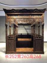 Mid-Qing Dynasty Hainan Huanghuali pull-out dragon bed shelf bed Dragon bed Classical furniture woodware Collection-grade heavy equipment