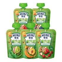 Heinz new puree baby food supplement 0 Add apple prune mud kiwi fruit spinach blueberry purple carrot 5 bags