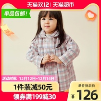 Ah Mia childrens clothing winter childrens baby girl double-breasted plaid woolen coat warm niece coat tide 1 piece
