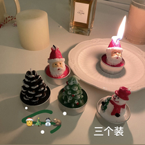 Santa Claus Snowman Christmas Decoration Candles Family Atmosphere Arrangement Desktop Ornaments Small Candles Three