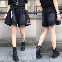  European goods 2021 autumn new high waist thin casual denim shorts Korean large size loose thin wide leg pants women