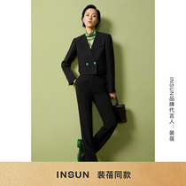 Pei Pei Tongan] Nong Siong COVER spring 2022 new black minimalist high waist straight drum suit long pants woman