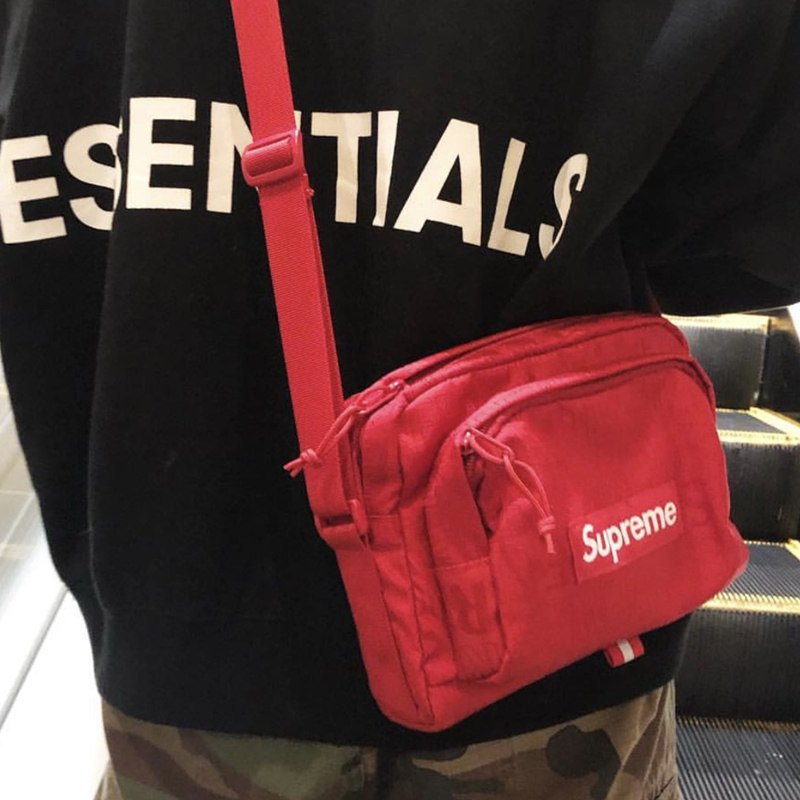 supreme 19ss shoulder bag 挎包暗纹满印logo红色斜挎包单肩小包