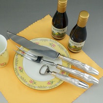 419G Italian sterling silver bark gilt table knife fork bottle screwdriver three-piece set