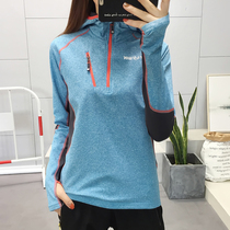 Quick-drying T-shirt womens long sleeve hooded suit autumn thick outdoor sports women plus velvet sweater hiking suit