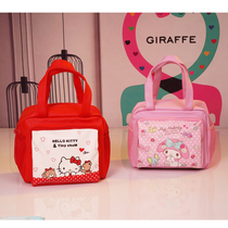 Japanese Hello Kitty lunch bag female cute large capacity lunch box bag Hand bag insulation bag office worker simple