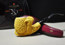 Raw stone spot Turkish premium carving master TEKIN Sepiolite pipe plus size dragon claw flower basket bend bucket