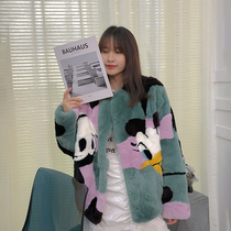 The new imported Angolan otter rabbit heavy industry inlaid fur coat fashion young cartoon fur velvet coat