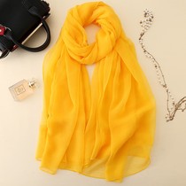  Korean silk scarf Chiffon scarf shawl Silk scarf womens all-match sunscreen shawl beach towel solid color silk scarf Silk scarf scarf