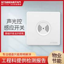 Mingkai Electric 86 wall concealed two-line voice control switch delay corridor induction LED lamp acousto-optic control switch