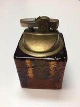 Square American ancient old 60 s collection beautiful amber glass desktop lighter