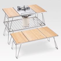 Kirman Outdoor Camping Picnic Tea Table Self-Driving Folding Set Items Simple Stainless Steel Stove Kitchenware Barbecue Table