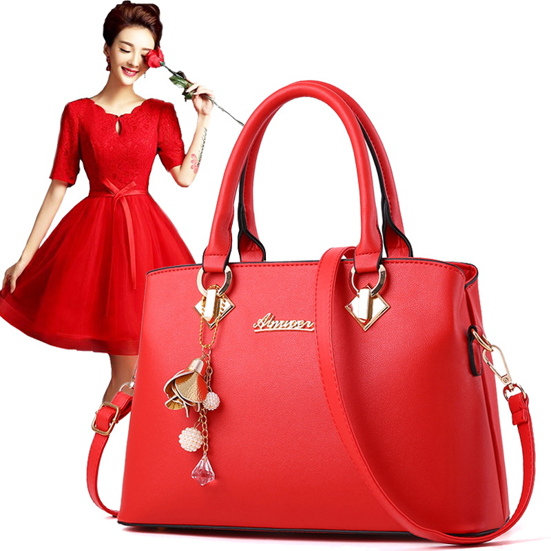 Princess Love Red Bag Girl 2018 New Marriage Girl Bag Single Shoulder Bag Handbag Straddle Bag Big Red Bag