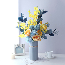 Light luxury high-end Mediterranean Morandi simulation dancing orchid Eucalyptus leaves silk flowers fake flowers Home floral ornaments