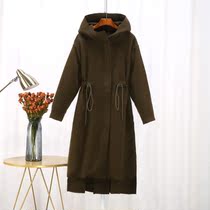The owner li recommended 79 8689 red X2021 winter new womens loose waist hooded 80 7% wool coat