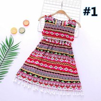 Girls  summer clothes 2020 new 3 childrens clothes 4 ethnic style cotton-padded skirt 5 female baby 0-7 years old princess even
