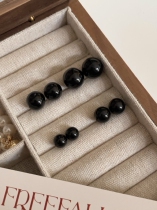 FF White Pax Contract Section 12MM Black Manau Ear Nail Silver Needle Brief Black Round Ball Temperament Earrings Earrings Base