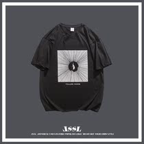 Original Tide Brand Summer Creative Printing Japanese Gangfeng Short Sleeve T-shirt Summer Loose Retro National Tide ins Bomb Street