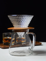 Hand Chong coffee pot set thickened high temperature resistant glass American household drip sharing pot V60 strawberry filter Cup