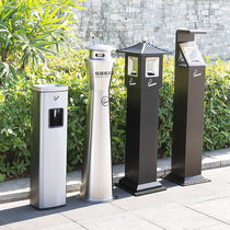 Mall vertical cigarette butt column stainless steel smoke-out bucket outdoor smoking area ashtray outdoor smoking trash can