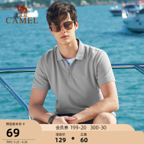 Camel mens thin spring summer New lapel short sleeve polo shirt solid color cotton mens casual T-shirt top